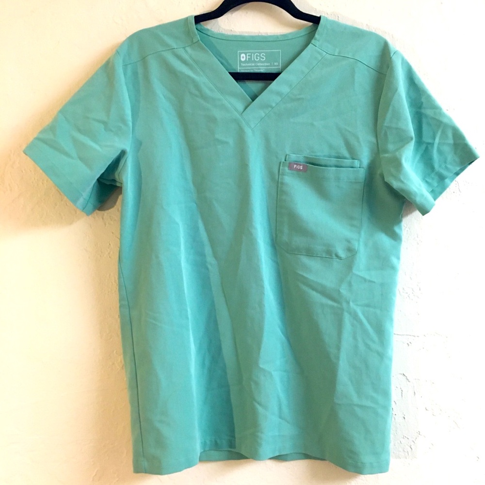 Figs Technical Collection Scrubs Top Short Sleeve Size XS Green Medical …